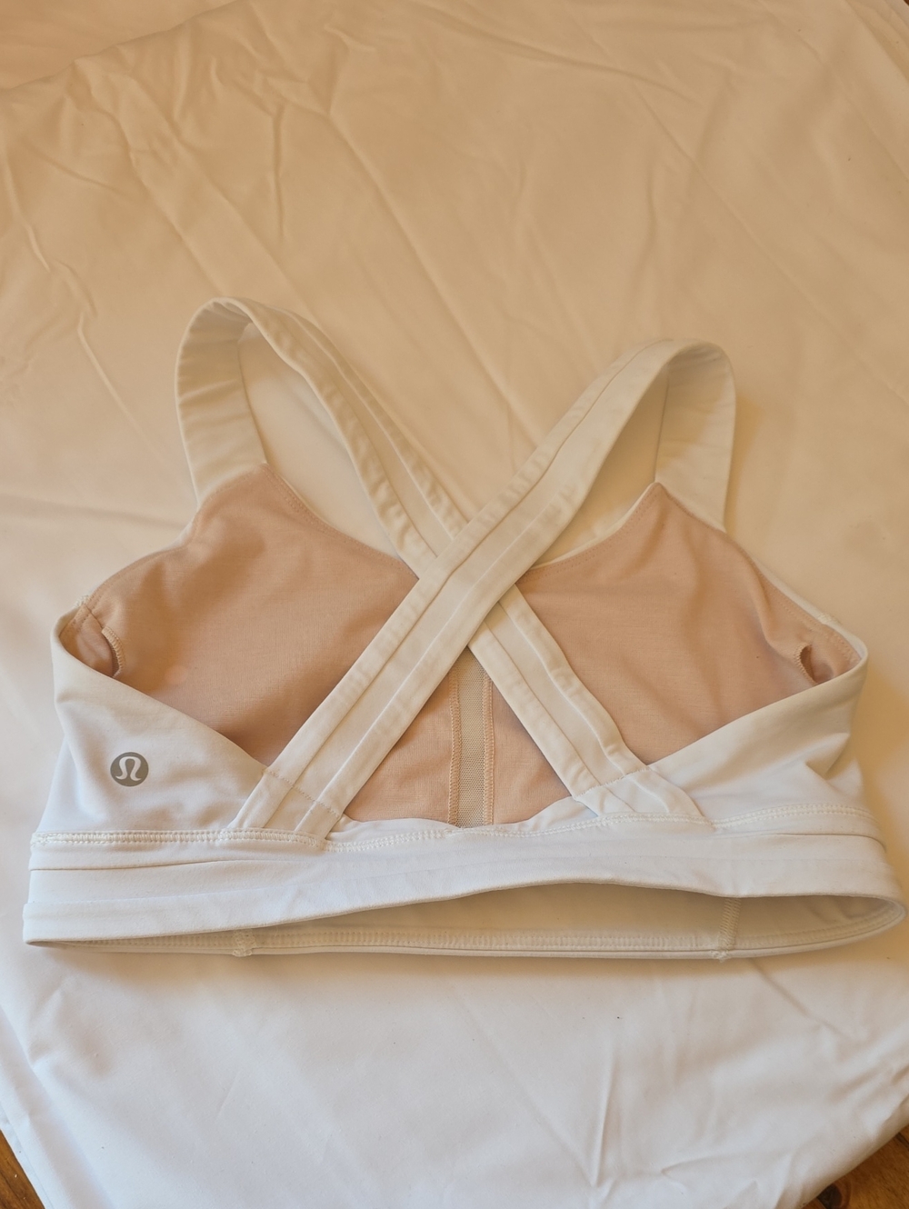 lululemon athletica Pink Sports Bra with White Cross-Back Straps